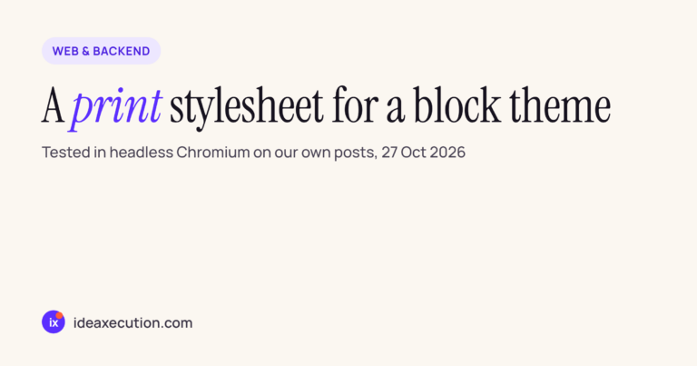 A print stylesheet for a WordPress block theme, tested